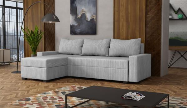 Ecksofa Schlafsofa Sofa AGNETA Stoff Lincoln Hellgrau Ottomane Links