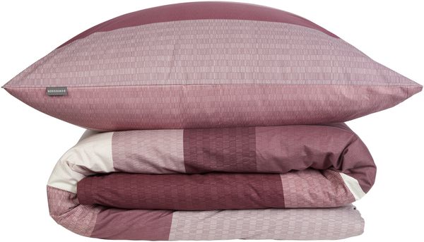 Schiesser Bettwäscheset Endy Stripes - Renforcé - 2-teilig - 135 x 200 cm - Beere