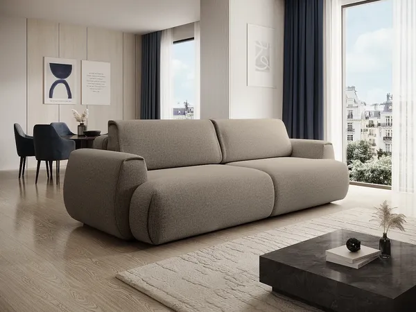 Vente-unique - MONELIA Sofa Stoff Schokoladenbraun - B 106 cm x H 81 cm x L 260 cm