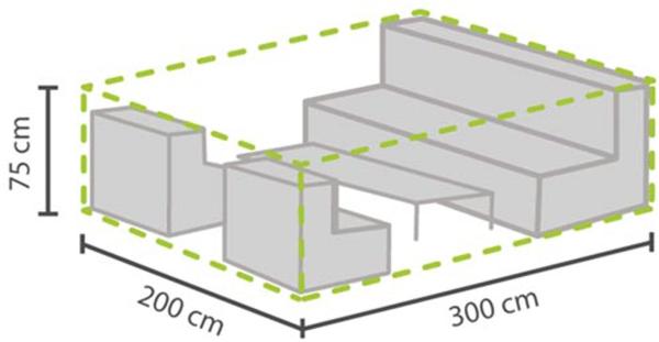 Perel Wetterfeste Schutzhülle Abdeckung L für Garten Lounge Set, 300x200x75cm