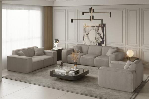 Sofaset Designersofa CELES 3-2-1 in Stoff Scala Beige