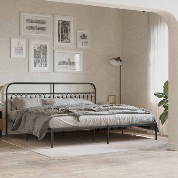 vidaXL Bettgestell mit Kopfteil Metall Schwarz 200x200 cm 376607
