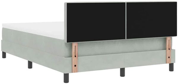 vidaXL LED Boxspringbett mit Matratze Hellgrau 140 x 190 cm Samt 3342584 Bild 9