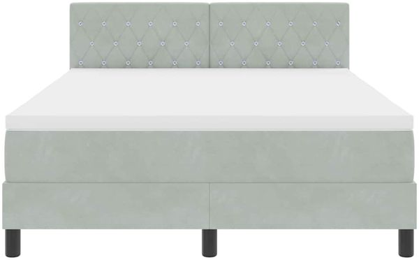 vidaXL LED Boxspringbett mit Matratze Hellgrau 140 x 190 cm Samt 3342584 Bild 7