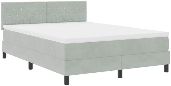 vidaXL LED Boxspringbett mit Matratze Hellgrau 140 x 190 cm Samt 3342584 Bild 2