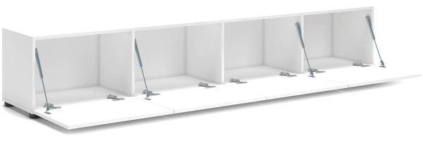 Dmora Fernsehschrank Ame, Ständer für Wohnzimmerfernseher, Niedriges Wohnzimmer-Sideboard, TV-Ständerbasis, Made in Italy, 225x38h39 cm, Glänzendes Weiß Bild 4