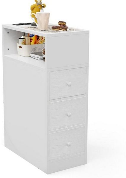 JEOBEST Nachttisch Nachttische mit 4 Etagen Stauraum, (1-St)Schmaler Beistelltisch,für Schlafzimmer,Wohnzimmer,Moderner Stil