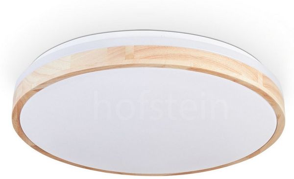 hofstein Deckenleuchte dimmbare Deckenlampe aus Metall/Bambus/Kunststoff in Weiß/Natur, LED fest integriert, 3000 - 6000 Kelvin, Leuchte Boho-Design, 4100 Lumen, 3000-6000 Kelvin, LED Fernbedienung