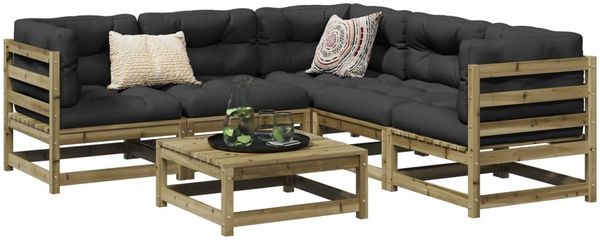 vidaXL 6-tlg. Garten-Sofagarnitur Kiefernholz Imprägniert 3299444