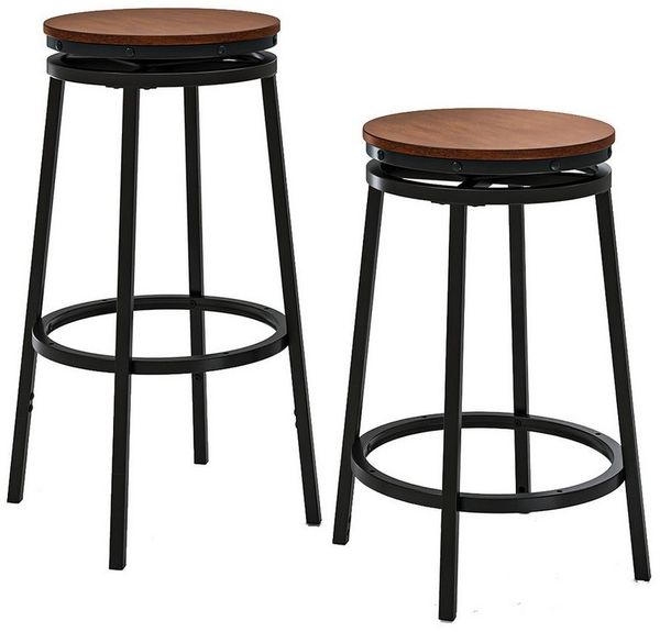 COSTWAY Barhocker (2er Set), drehbar, Küchenhocker mit 2 Höhen&Fußstützen