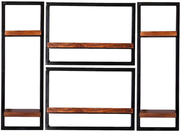 PANAMA Wandregal 4-teilig Mangoholz Natur