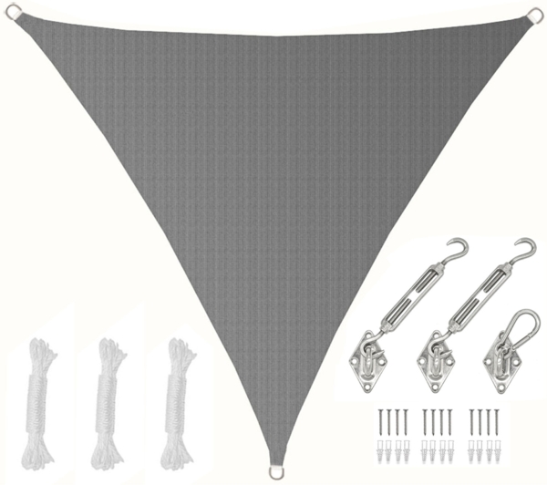 2x2x2m UV Sonnensegel Atmungsaktiv mit Befestigung Grau