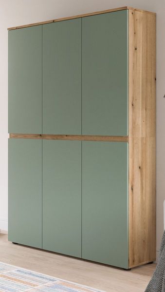 Mehrzweckschrank Assino in grün und Eiche 105 x 175 cm