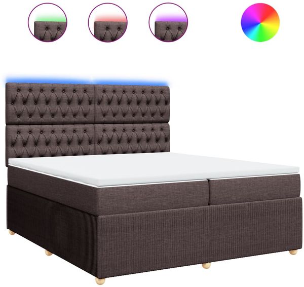 vidaXL Boxspringbett mit Matratze Dunkelbraun 200x200 cm Stoff 3294473 Bild 2