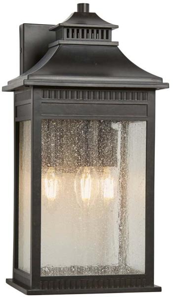 Außenleuchte, Wandlampe, Laterne, Bronze, H 42 cm