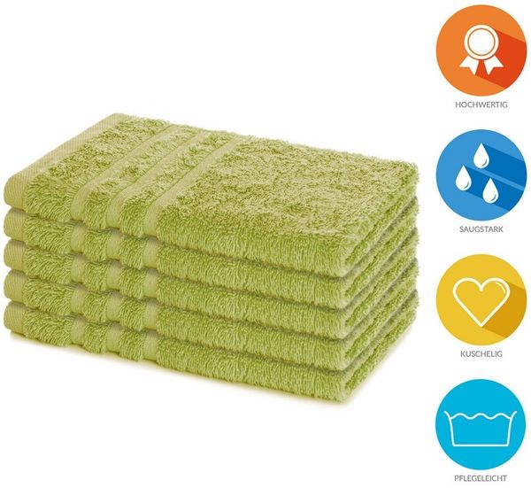 Lavea Gästehandtuch Elena, 30x50cm aus 100% Baumwolle, fusselfreies, pflegeleichtes hautfreundliches Gästehandtuch-Set (Set, 5-St), einzigartig weiche Frottee Gästehandtücher für jeden Hauttyp