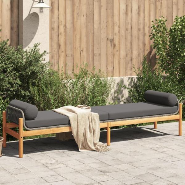 vidaXL Gartenbank mit Kissen Grau Poly Rattan Akazie 366300