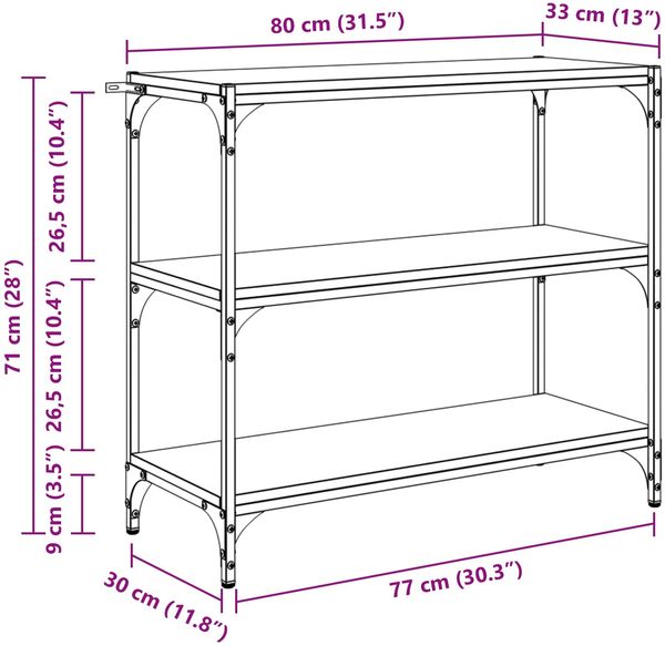 vidaXL Bücherregal Artisan-Eiche 80 x 33 x 70,5 cm Holzwerkstoff 881109 Bild 12