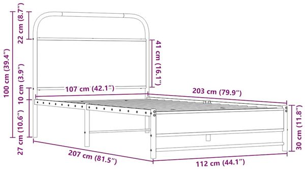 vidaXL Bettgestell ohne Matratze 107x203 cm Sonoma-Eiche Holzwerkstoff 4100424 Bild 9