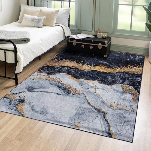 Mazovia Designteppich Modern Teppich für Wohnzimmer, Schlafzimmer, Esszimmer, 80 x 150 cm, Kurflor, Waschbar in Waschmaschine, Höhe 5 mm, Rutschfest