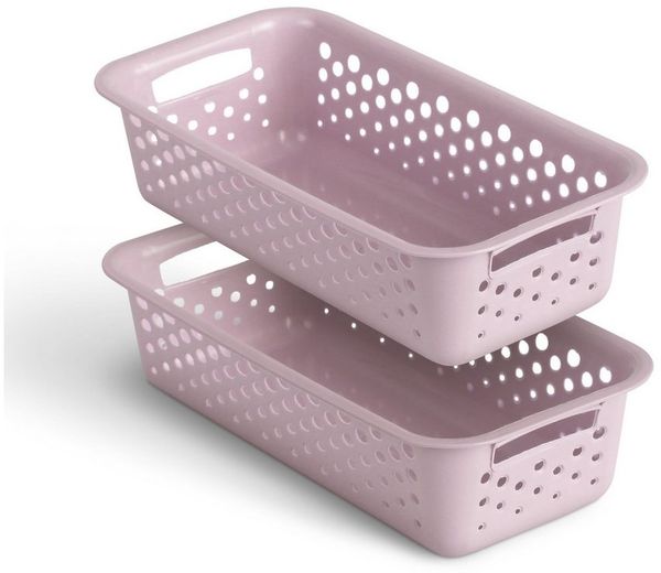 Pro Home Aufbewahrungskorb Modularer Kunststoffkorb Kunststoff Box (2 St), Aufbewahrungsbox mit Griffen - BPA-Frei - Organizer Körbchen Bad Küche