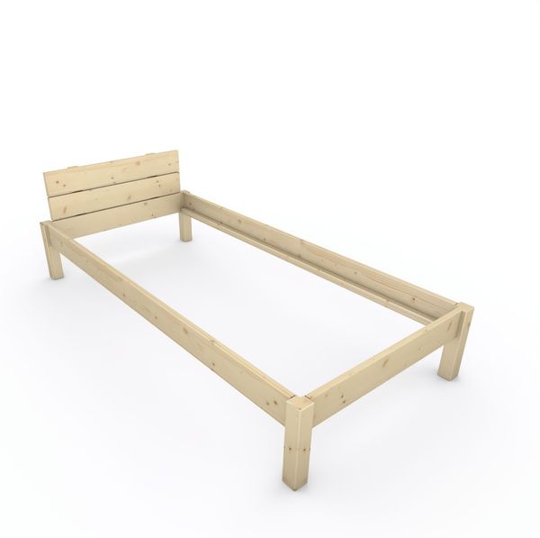 Pfostenbett "metallarm" Fichte Holzbett "Daybett" 100 x 220cm 38cm Einzelbett