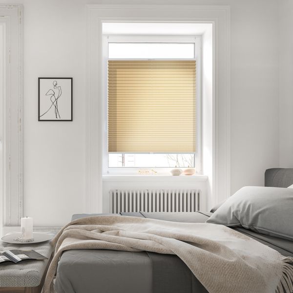 Lichtblick Sonnenschutzsysteme GmbH Thermo-Plissee Ljungby 90 cm x 130 cm (BxL) Beige Tageslicht mit Hitzeschutz; einfache Installation mit Klemmträgern; verspannt