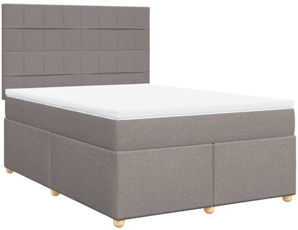 vidaXL Boxspringbett mit Matratze Taupe 140x200 cm Stoff 3291307