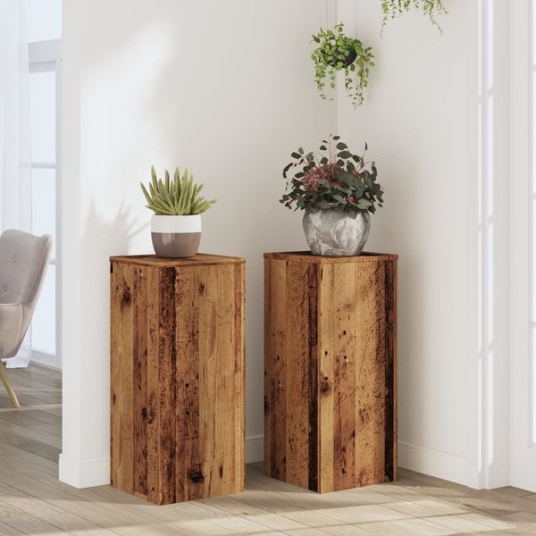 vidaXL Pflanzenständer 2 Stk. Altholz-Optik 30x30x70 cm Holzwerkstoff 852931