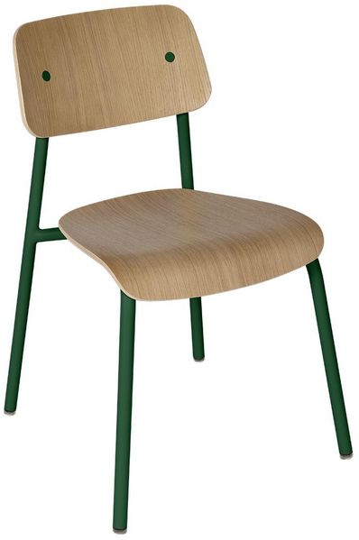 Studie Stuhl Holz ohne Armlehne Zederngrün