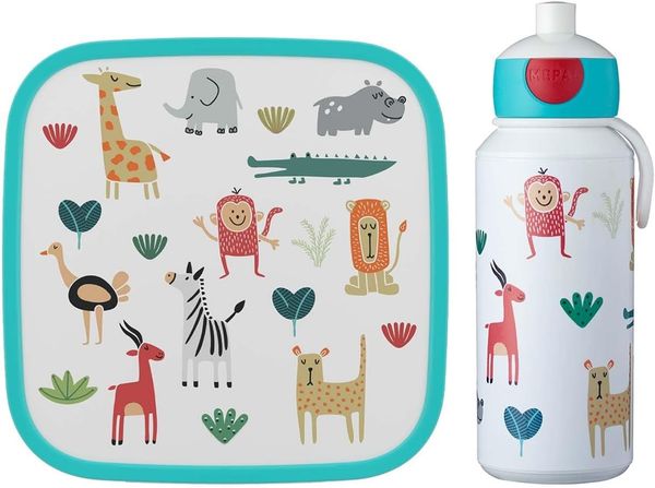 Mepal | Lunch-Set XL Campus | Bentobox groß & Trinkflasche | Spülmaschinenfest | 400 & 1300 ml | Mit Fächern, Gabel & Clip-Verschluss | Perfekt für Snacks & Mahlzeiten | Animal Friends