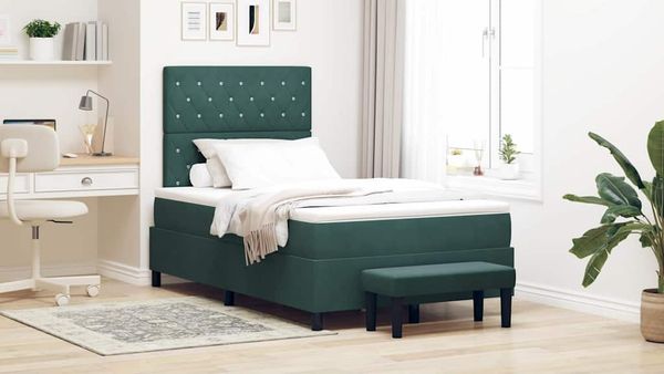vidaXL Boxspringbett mit Kopfteil Dunkelgrün 200 x 120 cm Samt 3344441