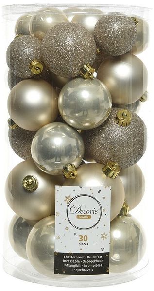 Kaemingk Weihnachtsbaumkugel, Weihnachtskugeln Kunststoff Mix 4-6cm 30er Set - Perle