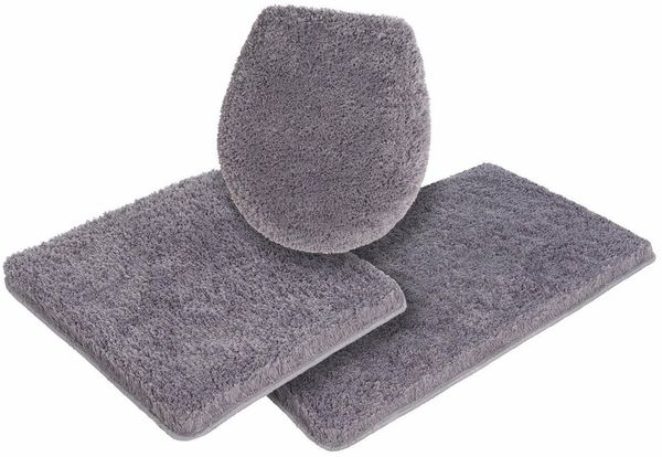 Möve Badematte Superwuschel, Badvorleger, Badezimmer Teppich, Höhe 40 mm, rutschhemmend beschichtet, fußbodenheizungsgeeignet, schnell trocknend, strapazierfähig, Polyester, rechteckig, 3-tlg. Hänge-WC Set, Mikrofaser-Badematte, Badteppich, rechteckig,...