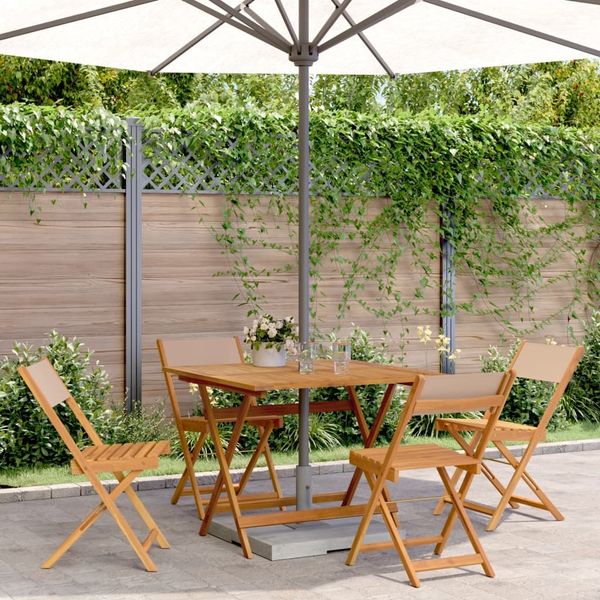 vidaXL 5-tlg. Garten-Essgruppe Stoff und Massivholz Taupe 3281786