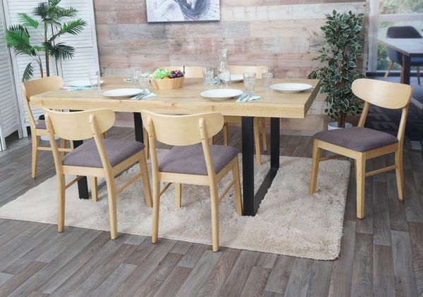 6er-Set Esszimmerstuhl HWC-M59, Küchenstuhl Stuhl, Stoff/Textil Massiv-Holz ~ helles Gestell, taupe