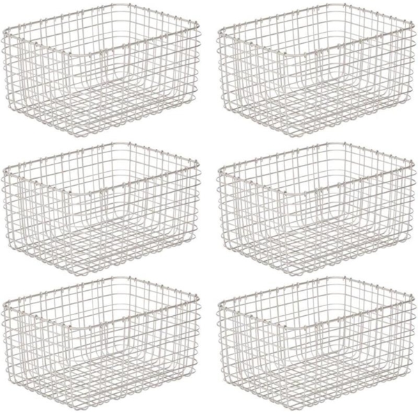 mDesign Allzweckkorb Aufbewahrung Drahtkorb Organizer 6er Set Metall Mattsilber