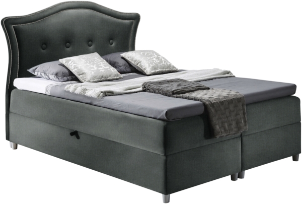 99rooms Marlon Boxspringbett Strukturstoff 160x200 cm Dunkelgrau Bild 3