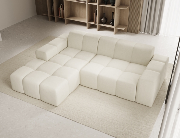 Ecksofa Fogo, Sofa ohne Schlaffuktion, Ecksofa L-Form Veloursstoff, Links Sofa, 245 x 68 x 180 cm, Beige Bild 2