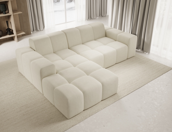 Ecksofa Fogo, Sofa ohne Schlaffuktion, Ecksofa L-Form Veloursstoff, Links Sofa, 245 x 68 x 180 cm, Beige Bild 3