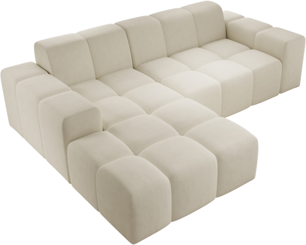 Ecksofa Fogo, Sofa ohne Schlaffuktion, Ecksofa L-Form Veloursstoff, Links Sofa, 245 x 68 x 180 cm, Beige Bild 4