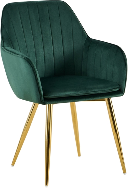 CLP Esszimmerstuhl Cheryl - Moderner Stuhl für Esszimmer,grün gold