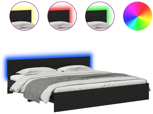 vidaXL Bettrahmen Schwarz Eichen-Optik 200 x 200 cm Holzwerkstoff 3403603 Bild 1