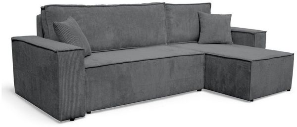 M-Punkt24 Ecksofa COMO, mit Bett Sofa Schlafsofa Ottomane rechts links universell, Cord Schwarz