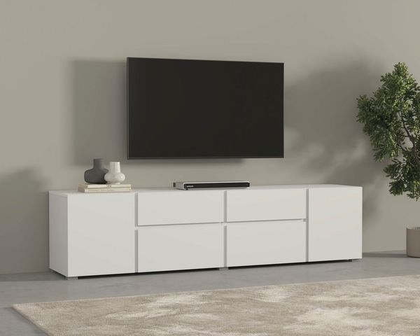 INOSIGN Lowboard Asymetric, Breite 195 cm, grifflos, 2Klappen/2Schubkästen/2Tür, TV-Schrank mit viel Stauraum, TV-Board