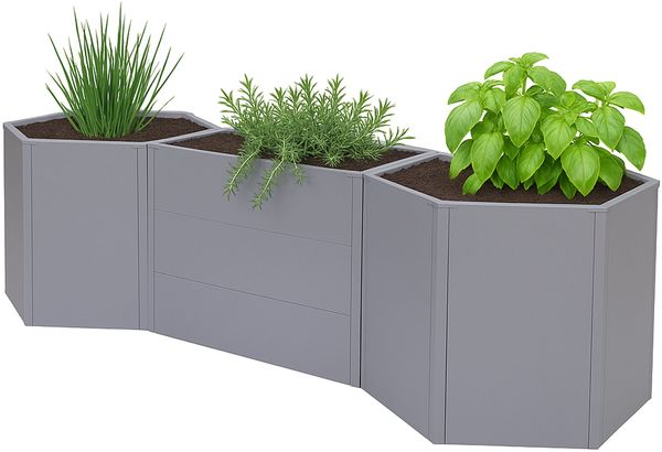 3er-Set Hochbeet HWC-P64, Metallhochbeet Gemüse-/Pflanzbeet Blumenkasten Pflanzkübel Stahl 77x286x88cm ~ grau