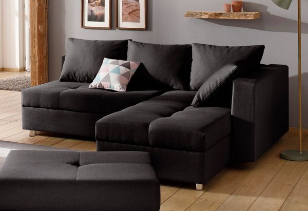 Home affaire Ecksofa Italia L-Form, B: 217 cm, Bettfunktion, Bettkasten & 1 Zierkissen, Federkern