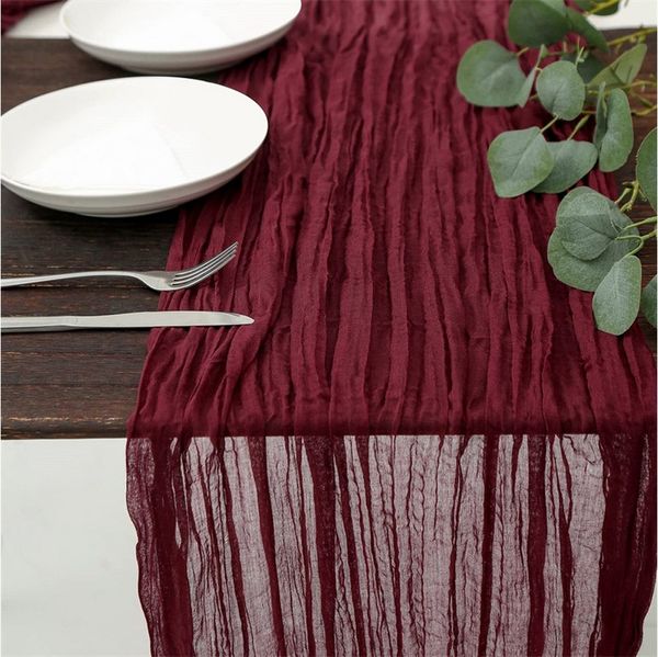 Minicloss Tischläufer Bali-Gaze mit Falten Tischdecke Bohemian Tabelle Flagge (1-tlg), 90 x 300 cm Romantische Tischdecke Dekoration