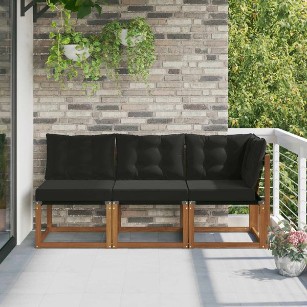 vidaXL Outdoor Mittel- und Ecksofa mit Kissen 3 Stück Natur 900619
