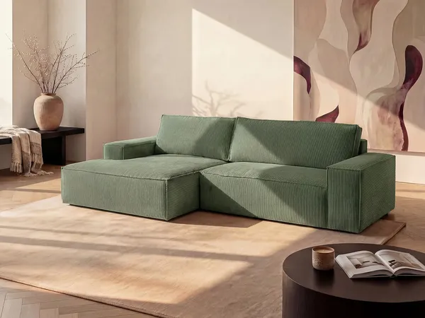 Vente-unique - AMELIA Sofa SamtStoff Grün - B 167 cm x H 85 cm x L 267 cm